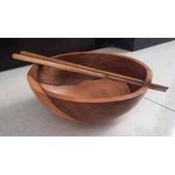 Wooden Bowl with Chopsticks